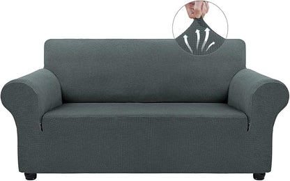 Asnomy Stretch Couch Covers Washable, loveseat Covers Slipcovers,Gray | 1-Piece Sofa Cover(55"-78") loveseat cover Furniture Protector Soft Jacquard,Non-Slip Elastic Bottom for Dogs & Kids