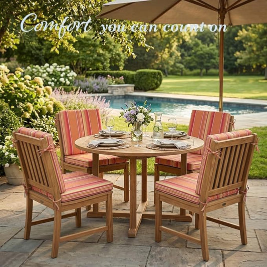 California Umbrella Outdoor Dining Chair, Set of 4 Patio Seat Cushions, 20 x 40 Inch, Premium Outdoor Memory Foam, Fade Resistant, Sunbrella Fabric, Fabric Ties, Dolce Mango