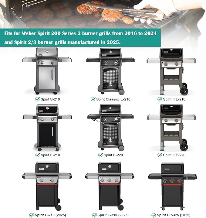 7658 Cast Iron Griddle for Weber Spirit 200 300 400 Series, Flat Top Griddle for Weber Spirit I & II E/S 210 220 310 320 325 425 435 Gas Grill and Genesis Silver B C 1000-5000 Grills and More