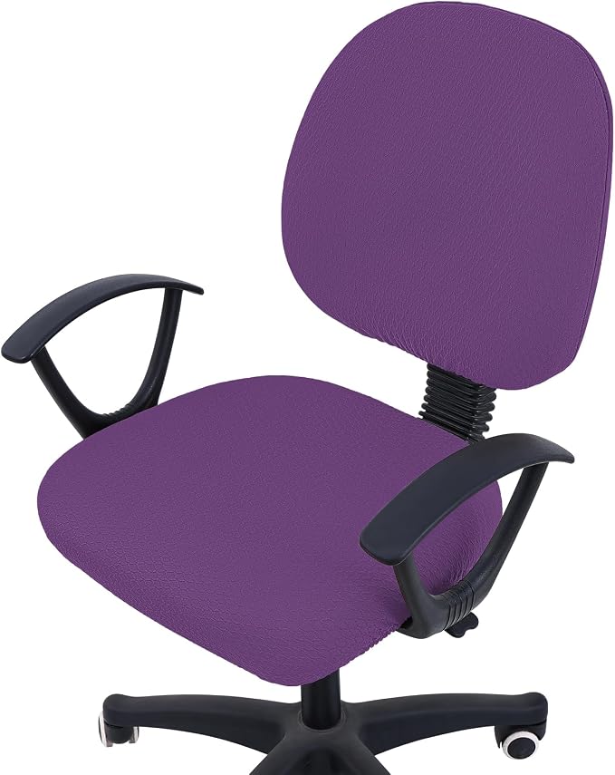 Smiry Office Computer Chair Covers for Desk Rotating Chair Protector | Stretch Jacquard Removable Washable Universal Slipcovers, Seat + Backrest Cover, Purple