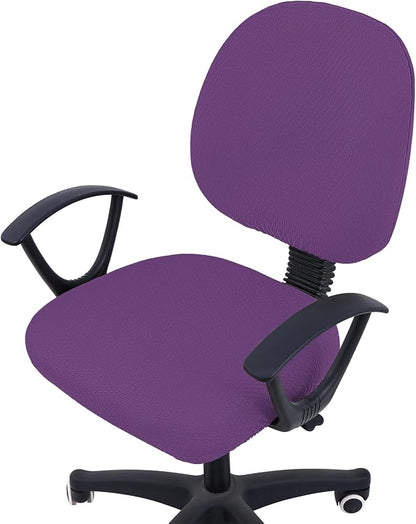 Smiry Office Computer Chair Covers for Desk Rotating Chair Protector | Stretch Jacquard Removable Washable Universal Slipcovers, Seat + Backrest Cover, Purple