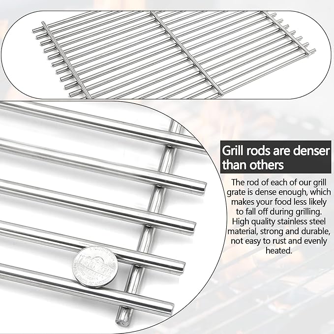Hongso Genesis 2 Grill Grates SUS304 Stainless Steel for Weber Genesis II 300 Series E310 S310 E315 S315 E325 E330 E335 S330, LX S340 LX E340 Models, Genesis ii Grill Replacement Parts GS4 66802 66095