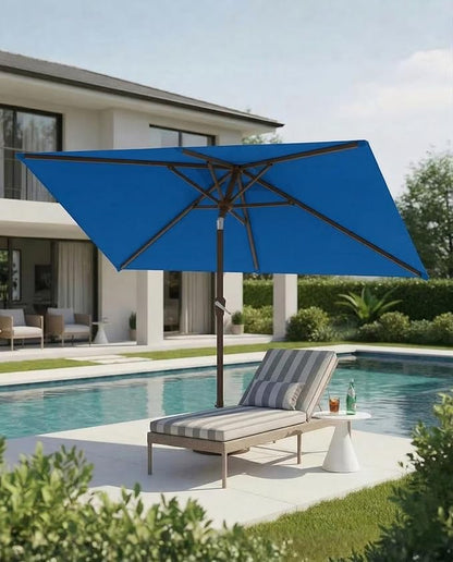 6.5x10FT Patio Umbrella, Outdoor Umbrella with Push Button Tilt and Crank, 8 Sturdy Ribs, UV Protection & Waterproof Market Umbrella for Pool, Backyard, Beach,Deck (Royal Blue)
