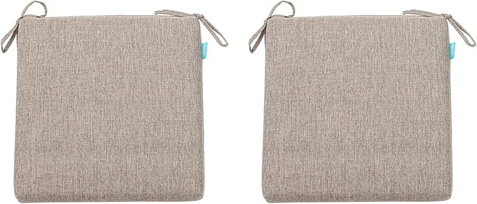 QILLOWAY Outdoor Indoor Chair Pads,Seat Cushions, Square Foam Dining Chair Patio Cushion Set of 4, All Weather, 17" Lx17 Wx3 D (TAN/Grey)