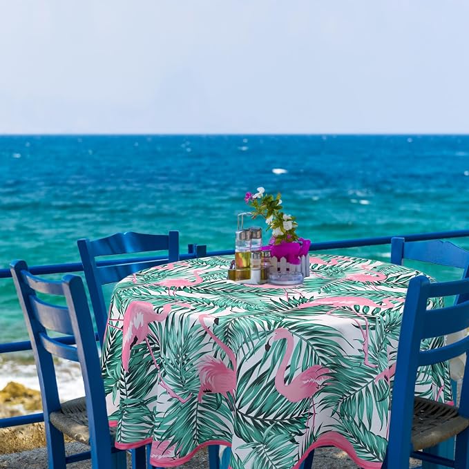 Round Outdoor Tablecloth with Umbrella Hole Umbrella Tablecloth Patio Tablecloths with Zipper for Courtyards, Terraces, and Beaches 60 in