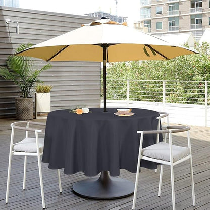 SARAFLORA Outdoor and Indoor Tablecloth -60 inch Round Grey Wrinkle Free Washable Waterproof Table Cloth with Umbrella Hole and Zipper Round Table Cover for Spring/Summer/Patio/Picnic/BBQS/Party