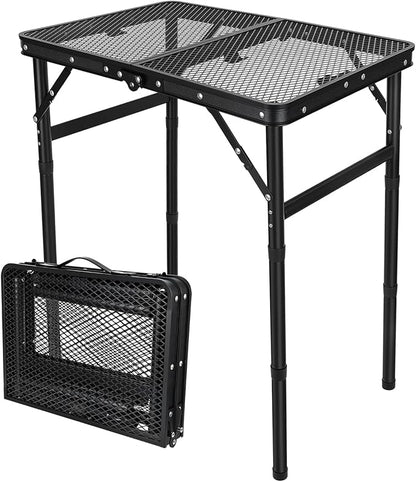 GDDGHS Folding Grill Table – Portable Aluminum Camping Grill Stand, 3 Height Adjustable Outdoor Barbecue Grilling Table 22.8"×15.7"×27.5"