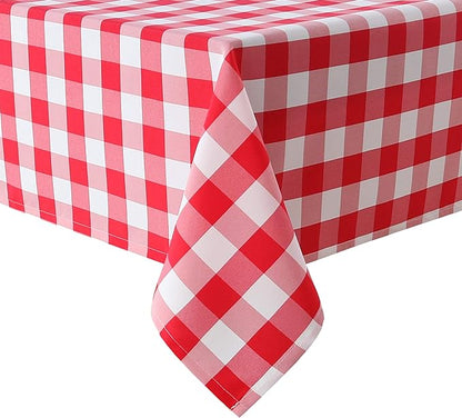 Hiasan Checkered Square Tablecloth - Stain Resistant, Waterproof and Wrinkle Resistant Washable Table Cloth for Dining Room, 54 x 54 Inch, Red and White Gingham Pattern