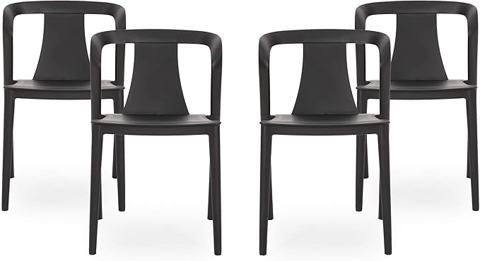 Christopher Knight Home Ianthe Outdoor Dining Chair (Set of 4), Black