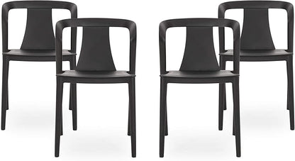 Christopher Knight Home Ianthe Outdoor Dining Chair (Set of 4), Black