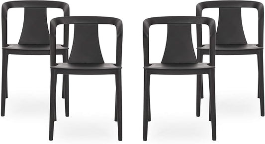 Christopher Knight Home Ianthe Outdoor Dining Chair (Set of 4), Black