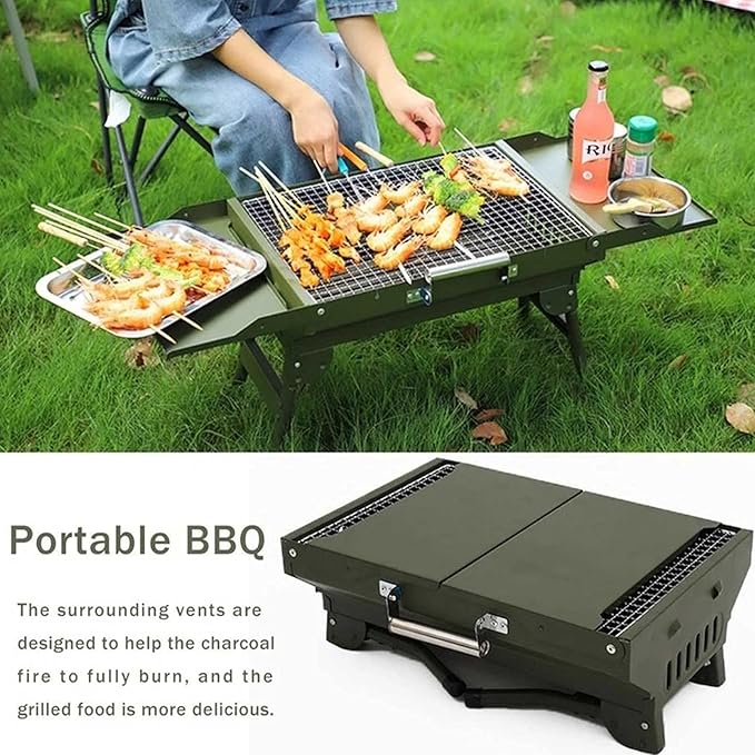 Portable Charcoal BBQ Grill Collapsible Grill Camping Outdoor Cooking Utensils Party