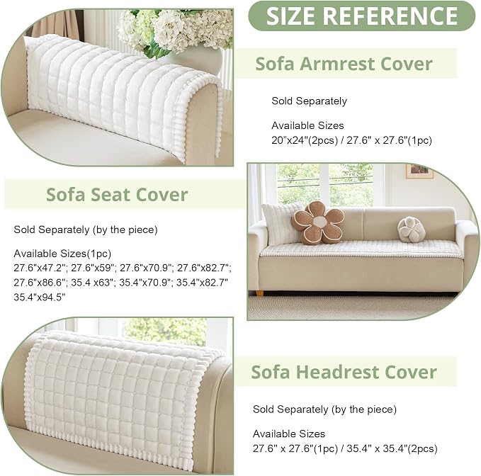 OstepDecor Couch Cover for Dogs, Washable Non Slip Sofa Cover for Pets | Soft Couch Covers for Sofa, Loveseat and Sectional, Furniture Protector Against Pet Hair & Dirt (27.6" x 59", Off White)
