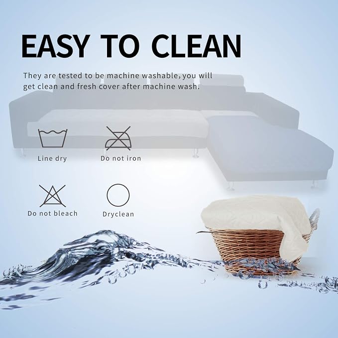 Easy-Going Sectional Couch Covers for Dogs L Shape Sofa Cover Reversible Sofa Slipcover Chaise Lounge Cover Furniture Protector Cover for Pets Dog Cat (42 x 52inches, Ivory/Ivory) | Soft Sofa Slipcover For Dogs, Fits Left/Right Chaise Lounge Protector,...