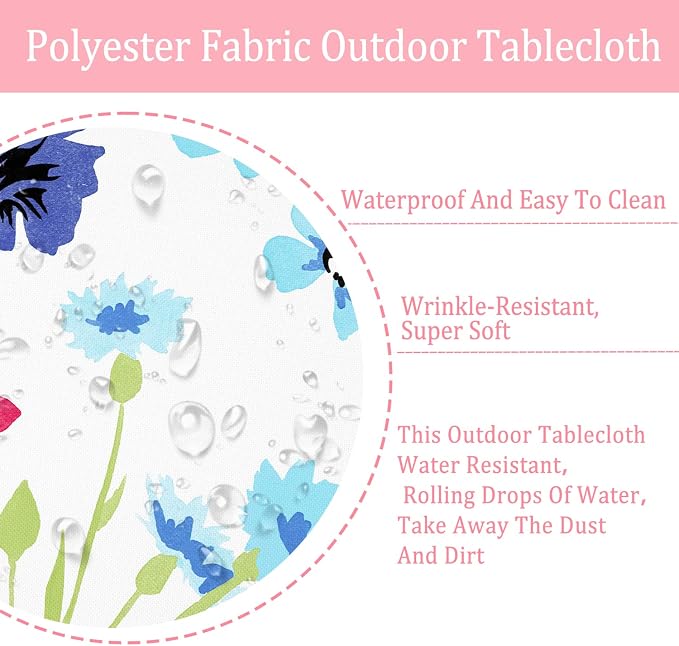 Outdoor Tablecloth with Umbrella Hole Umbrella Tablecloth Patio Tablecloths with Zipper for Courtyards, Terraces, and Beaches 60 x 120 in