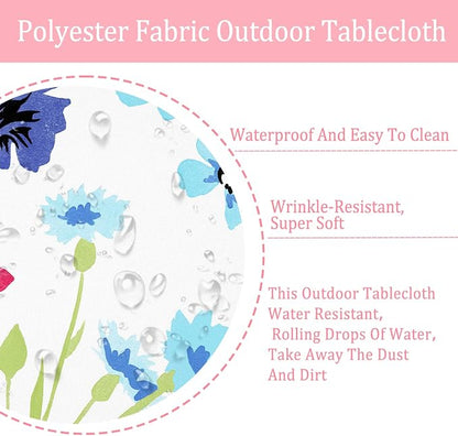 Oval Outdoor Tablecloth with Umbrella Hole and Zipper, Patio Table Covers for Spring/Summer, Machine Washable Outdoor Party/Picnic Oval Table Cloth