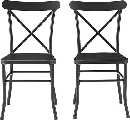 Crosley Furniture Astrid 2-Piece Indoor Outdoor Chair Set, Dining Chairs for Kitchen, Patio, Porch, Deck, Matte Black