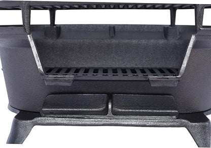 20" Oval Cast Iron Hibachi Grill, Portable Charcoal Grill With Vent Removable Grate with Handle, Yakitori Grills for Outdoor Camping Cooking, Enameled (Oval)