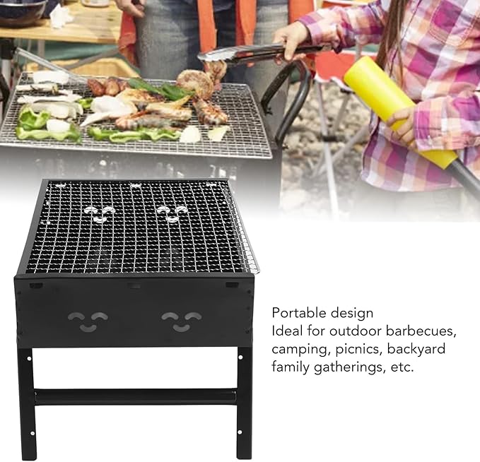 Portable Charcoal Grill Premium Iron Stainless Steel Folding Barbecue Grill BBQ Tool for Outdoor Backyard Cooking Camping Picnics