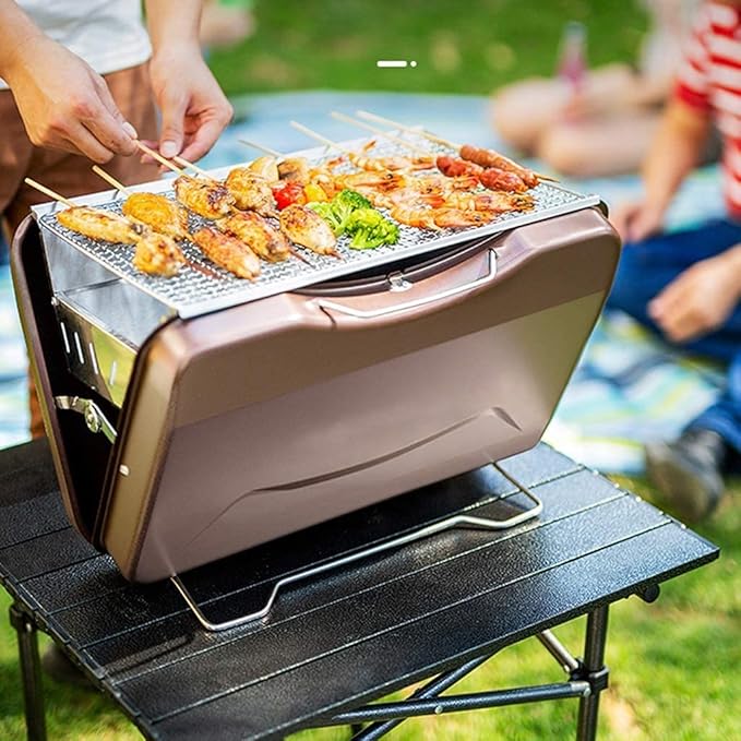 Charcoal Grills BBQ Grill Portable Charcoal Grill Foldable BBQ Grill Outdoor Picnic Patio Backyard Travel Beach Wild Cooking Charcoal Grill for Cooking(A)