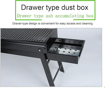 Folding Portable Barbecue Charcoal Grill, Barbecue Desk Tabletop Outdoor Stainless Steel Smoker BBQ for Outdoor Cooking Camping Picnics Beach