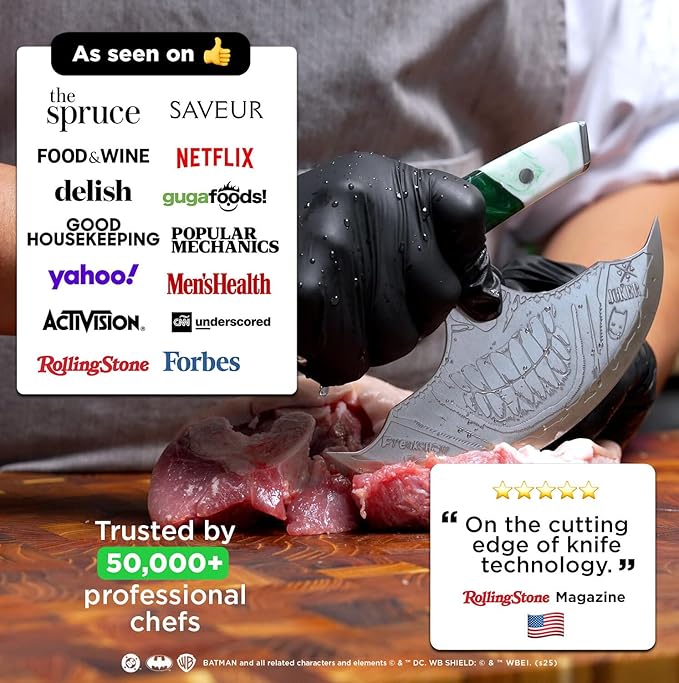 Dalstrong Ulu Knife - 7 inch Chef Knife - THE JOKER™ Edition Official License - 5 Layer 9CR18MOV Stainless Steel - Uniquely Cast Resin Handle - Collection Item - w/Sheath