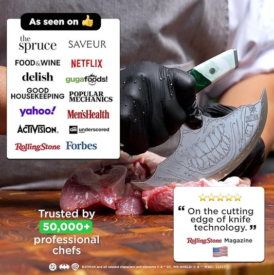 Dalstrong Ulu Knife - 7 inch Chef Knife - THE JOKER™ Edition Official License - 5 Layer 9CR18MOV Stainless Steel - Uniquely Cast Resin Handle - Collection Item - w/Sheath