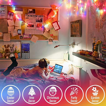 JMEXSUSS 300 LED Multicolor Christmas Tree Lights Clear Wire Plug in | Indoor Outdoor Use 8 Modes Timer for Christmas Tree Room Party Decoration