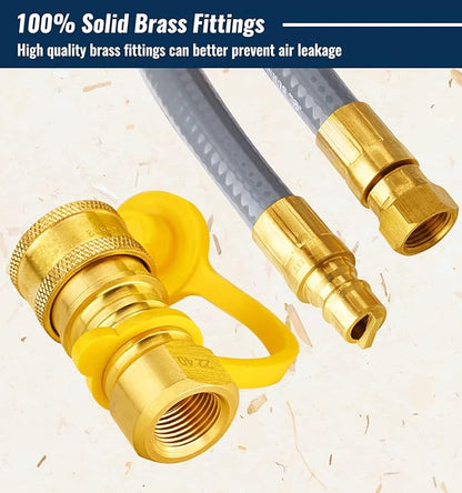CALPOSE 15 Feet 1/2 inch ID Natural Gas Grill Hose with Male Quick Connect Plug and 3/4"-16UNF Female Flare, Natural Gas Line for Grill, Pizza Oven, Heater and More Low Pressure Appliance(NOT 3/8”)
