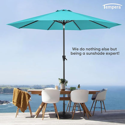 Tempera Patio Market Outdoor Table Umbrella with Auto Tilt and Crank, Large Sun Umbrella with Sturdy Pole & Fade Resistant Canopy, Easy to Set