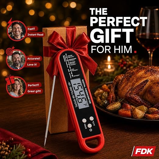 Digital Meat Thermometer for Cooking and Grilling - Instant Read Food Thermometer with IP67 Waterproof, Strong Magnet and Calibration - Professional Kitchen BBQ Probe for Turkey, Steak