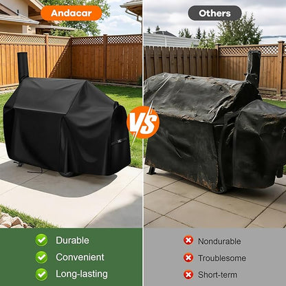 Charcoal Grills Cover for Oklahoma Joe's Longhorn Offset Smoker - 13201747-50, Waterproof Outdoor Grill Cover BBQ Grill Cover Barbeque Grill Cover (Cover Only) - 65" L×37" W×50" H, Black