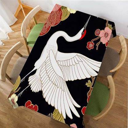 Moslion Japanese Crane Tablecloth Rectangle Tablecloth 52x70 Inch