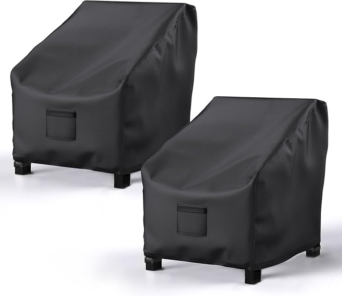 2 Pack Outdoor Patio Chair Covers Waterproof 32"Wx37"Dx36"H, Black | Patio Furniture Covers Protect from Rain, Dust & UV; Heavy-Duty Oxford Fits Lounge, Deep Seat & High Back Chairs on Lawns