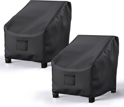 2 Pack Outdoor Patio Chair Covers Waterproof 37"Wx40"Dx30"H, Black | Patio Furniture Covers Protect from Rain, Dust & UV; Heavy-Duty Oxford Fits Lounge, Deep Seat & High Back Chairs on Lawns