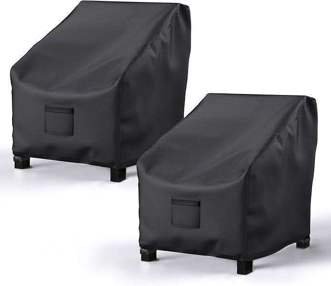 2 Pack Outdoor Patio Chair Covers Waterproof 31"Wx33"Dx36"H, Black | Patio Furniture Covers Protect from Rain, Dust & UV; Heavy-Duty Oxford Fits Lounge, Deep Seat & High Back Chairs on Lawns