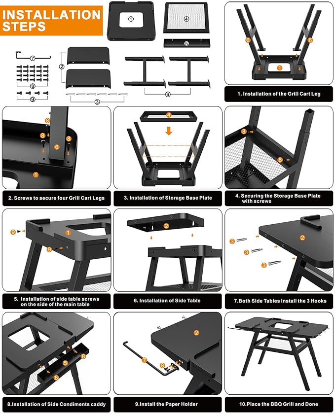 Adjustable Grill Stand for Ninja Outdoor Woodfire Series OG700 OG800 OG900 Series OO101 Woodfire Pizza Oven, Grill Cart for Ninja MO201 Artisan Pizza Oven, Replace for Ninja XSKUNSTAND Outdoor Stand