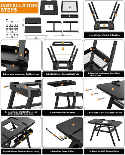 Adjustable Grill Stand for Ninja Outdoor Woodfire Series OG700 OG800 OG900 Series OO101 Woodfire Pizza Oven, Grill Cart for Ninja MO201 Artisan Pizza Oven, Replace for Ninja XSKUNSTAND Outdoor Stand