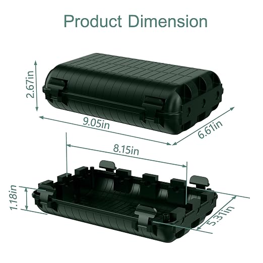 Outdoor Waterproof Electrical Box, Large Extension Cord Cover (9.05x6.61x2.67inch) Plug Protector Cable Connection Safety Box IP54 Water-resistant for Power Strip, Holiday Light and Decorations, Green