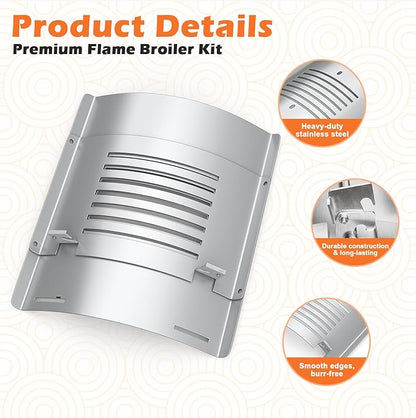 Flame Broiler Kit for Pit Boss Platinum KC Combo Charleston 1020 Pellet Smoker Grills Heat Deflector Diffuser for PB1285KC PB1020NX, Includes 60355 Flame Broiler Main Plate and 31141 Slide Cover