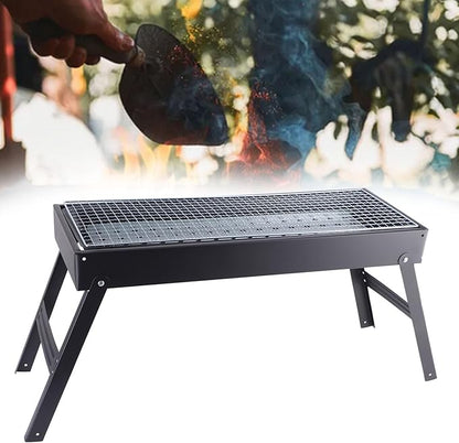 Portable Charcoal BBQ Grill, Foldable Barbecue Grill for Outdoor Camping Picnic, Lightweight Stainless Steel Grill with Large Cooking Surface, Multi Vent Design for Even Heat Distr