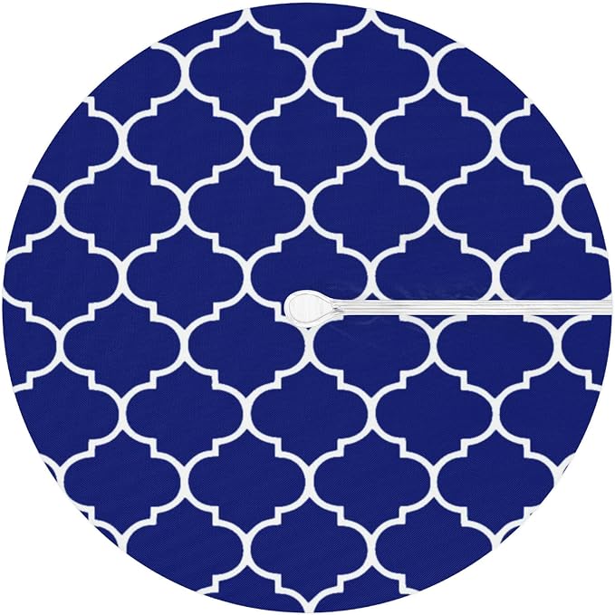 Fitted Round Tablecloth with Umbrella Hole and Zipper Navy Blue Outdoor Elastic Table Cloth 36"-44" Oil-Proof Waterproof Patio Table Cover for Dining Picnic Camping