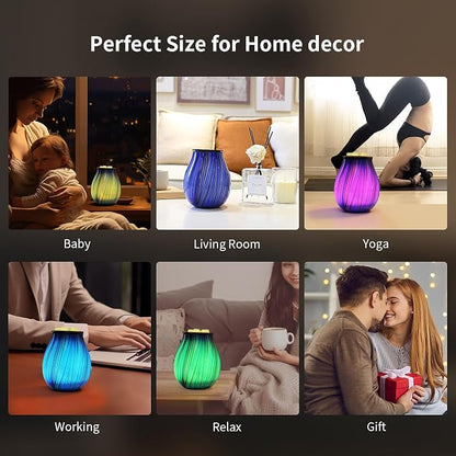 Inrorans Glass Electric Wax Melt Warmer Oil Burner with Stable Heating PTC Reusable Silicone Tray 7 Colorful Changing Led Light Night Light Scent Warmer for Home Fragrance Warmers-Blue Silk Timer