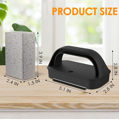 Heavy Duty Griddle Cleaning Brick with Handle- Compatible with Blackstone Flat Top Grills, Commercial Grade Pumice Stone, Easy Grip & Scrape (4 Pack)