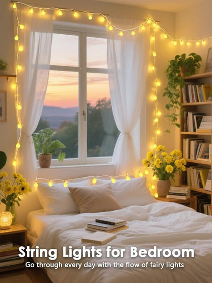 2PK 400LED 152FT Connectable Globe String Lights Indoor Bedroom Warm White | Classroom String Lights Plug in, 8 Modes & Remote, Hanging Fairy Light for Classroom Christmas Room Party Outdoor Decor