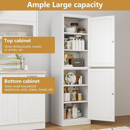Tall Narrow Slim Metal Storage Cabinet with Lock and 5 Adjustable Shelves,Steel File Cabinets,Kitchen Pantry Cabinet Locker Organizer - 67" Storage Cabinets for Bathroom,Bedroom,Office