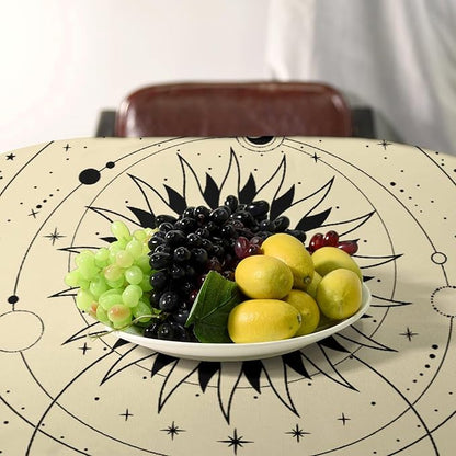 Vintage Tarot Moon Sun Tablecloth Moon Phase Star Galaxy Space Esoteric Astrology Table Cloth Water Resistant Wipeable Table Cover for Farmhouse Picnic Party Holiday Kitchen Dinner Table 60"x90"