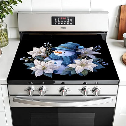 Christmas Multi-Design Stove Cover for Glass/Electric Stoves - 3-in-1 Heat-Resistant Protector Mat, Non-Slip Drying Rack 28"x20"
