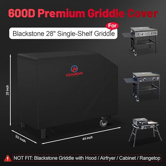 Comnova Griddle Cover for Blackstone Griddle 28 Inch - 600D Flat Top Griddle Cover for Blackstone 28" Single Shelf Griddle Heavy Duty Waterproof, Outdoor Cover for Black stone 1517, Tailgater and More