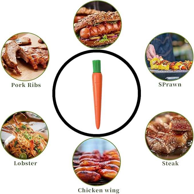 2 Pcs Silicone Oil Brush Creative Carrot Shape Silicone Baking Brush for Cooking, Kitchen Tool